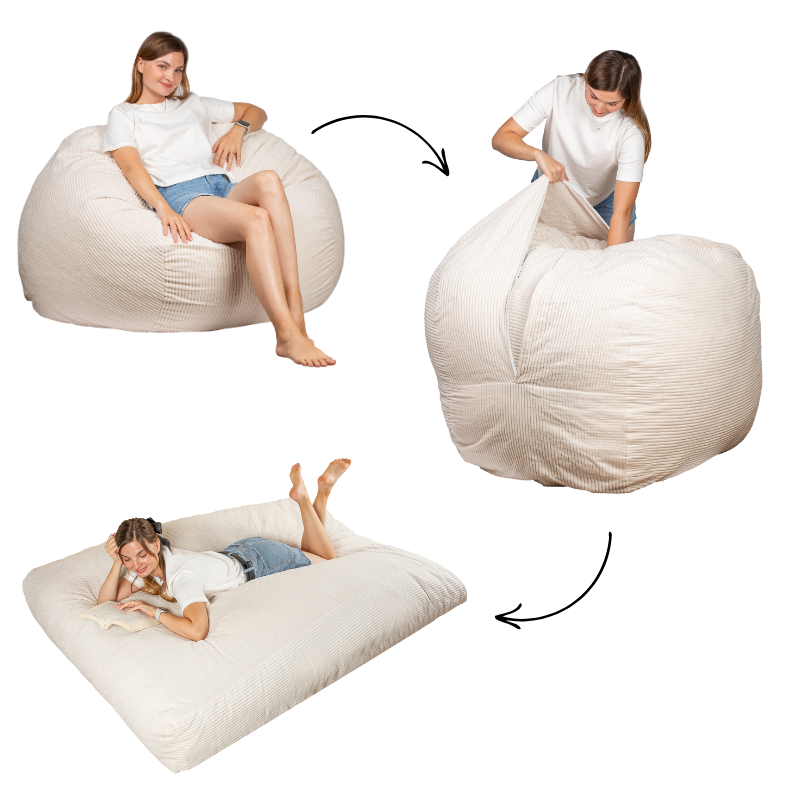 Pouf lit convertible 2en1