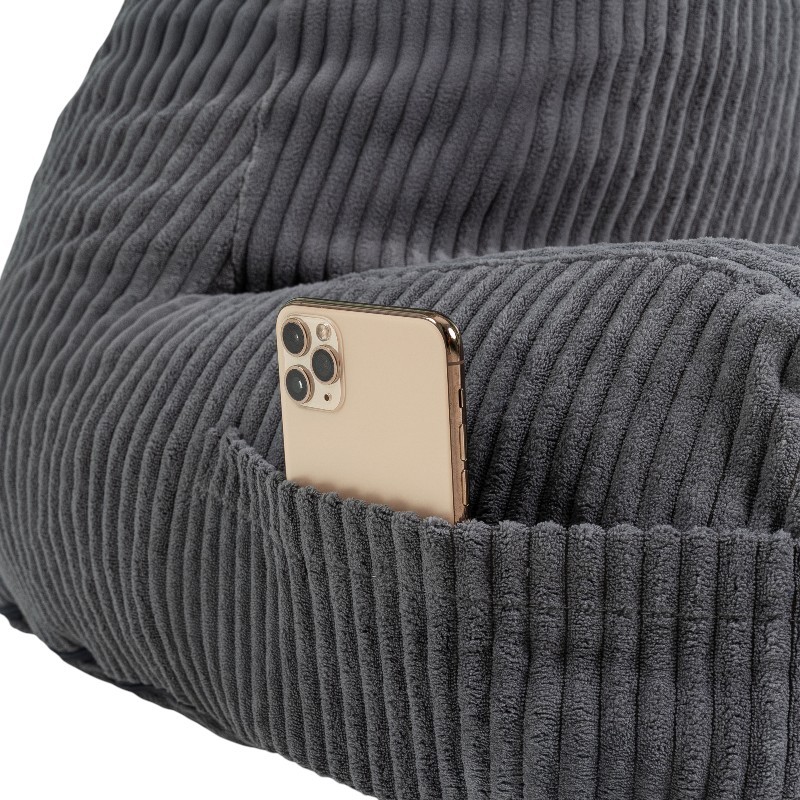 Coussin de lecture déhoussable Velours Côtelé Gris