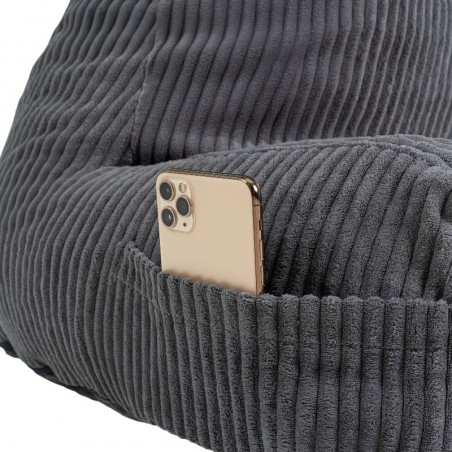 Coussin de lecture déhoussable Velours Côtelé Gris