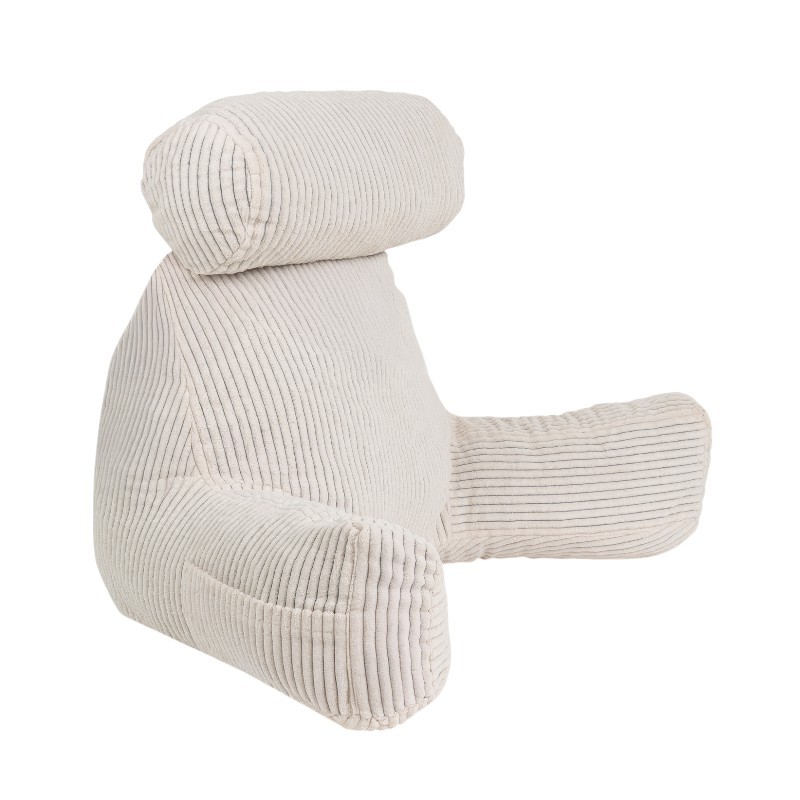 Coussin de lecture déhoussable Velours Côtelé Blanc cassé