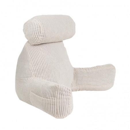 Coussin de lecture déhoussable Velours Côtelé Blanc cassé