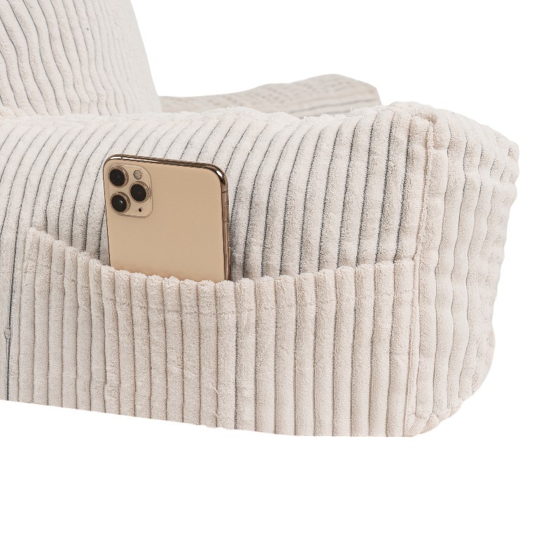 Coussin de lecture déhoussable Velours Côtelé Blanc cassé