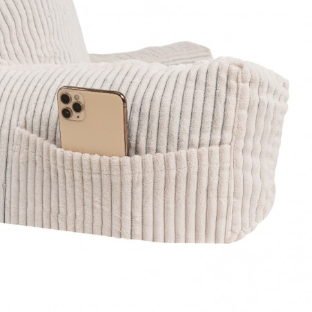 Coussin de lecture déhoussable Velours Côtelé Blanc cassé