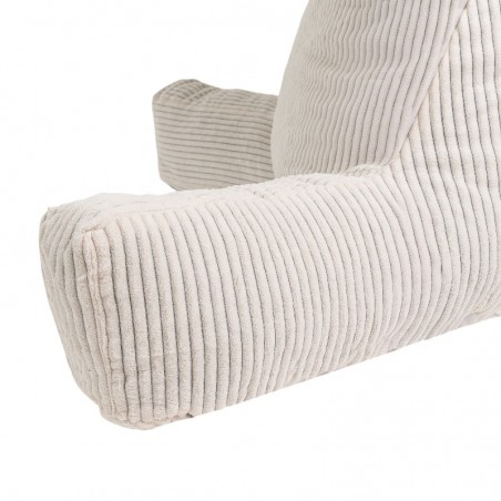 Coussin de lecture déhoussable Velours Côtelé Blanc cassé
