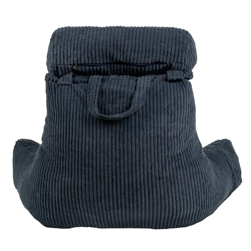 Coussin de lecture déhoussable Velours Côtelé Bleu