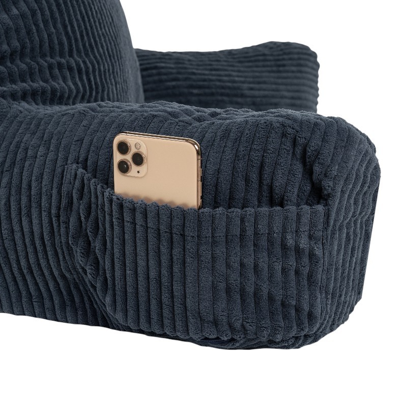 Coussin de lecture déhoussable Velours Côtelé Bleu