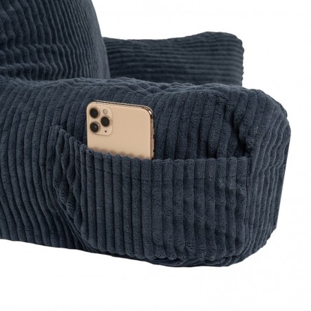 Coussin de lecture déhoussable Velours Côtelé Bleu
