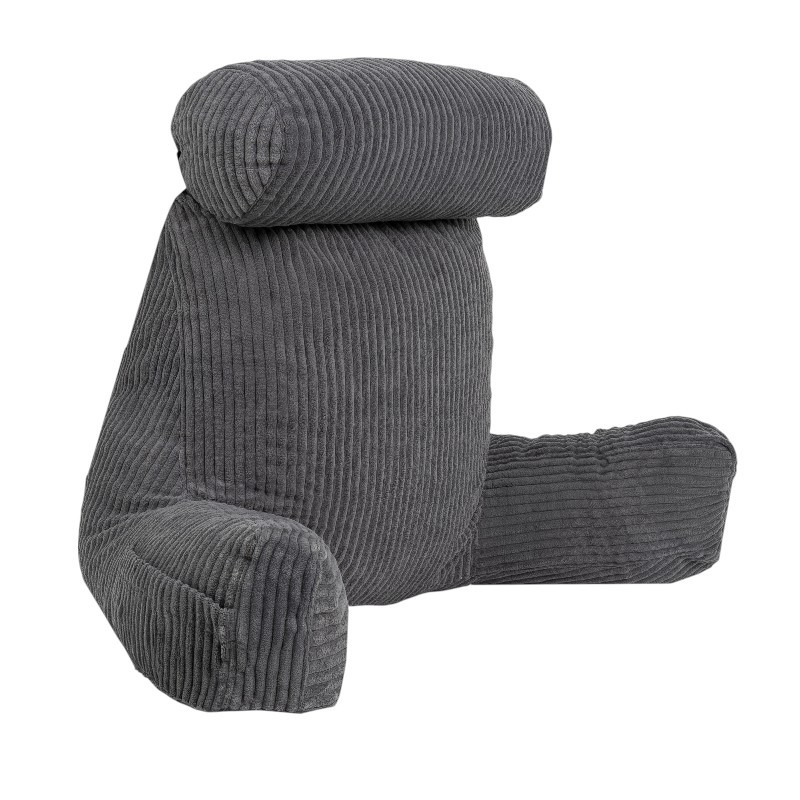 Coussin de lecture déhoussable Velours Côtelé Gris
