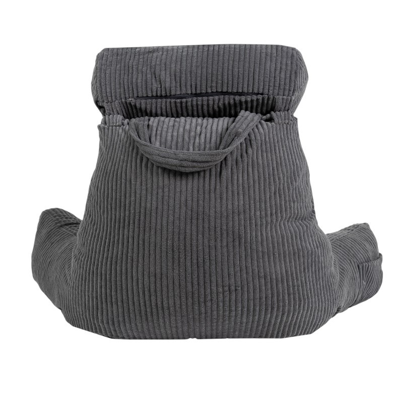 Coussin de lecture déhoussable Velours Côtelé Gris