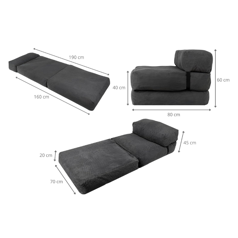 Housse Chauffeuse 1 place 70 x 190 cm Gris foncé