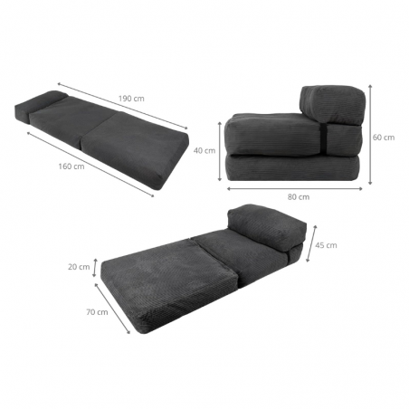 Housse Chauffeuse 1 place 70 x 190 cm Gris foncé