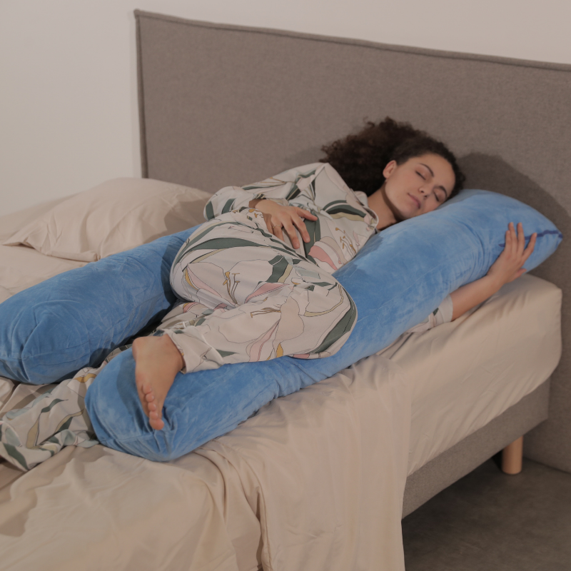 Housse Coussin de Grossesse Velours 140x80 cm Bleu