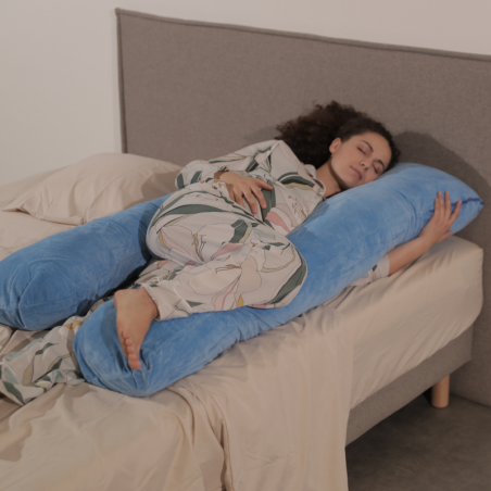 Housse Coussin de Grossesse Velours 140x80 cm Bleu