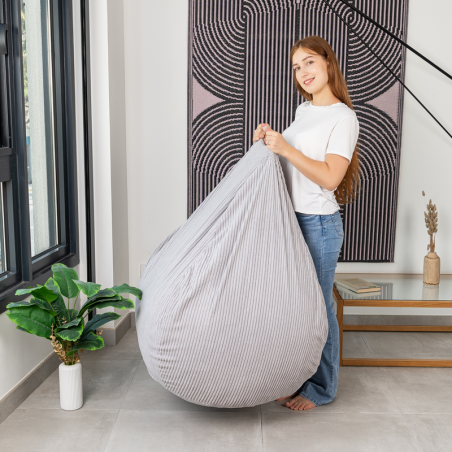 Housse Pouf poire velours côtelé 105x85 cm