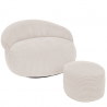 Pouf XXL en Velours côtelé 110 x 100 cm et repose-pieds
