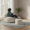 Pouf XXL en Velours côtelé 110 x 100 cm et repose-pieds