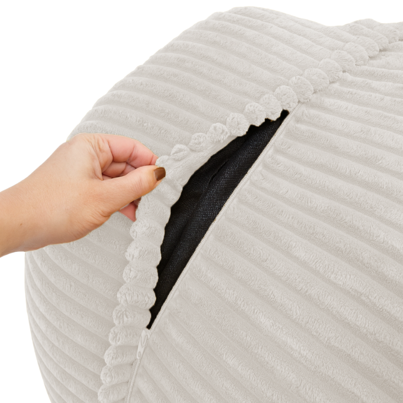 Pouf XXL déhoussable en Velours côtelé 110 x 100 cm