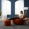 Pouf XXL en Velours côtelé 110 x 100 cm et repose-pieds