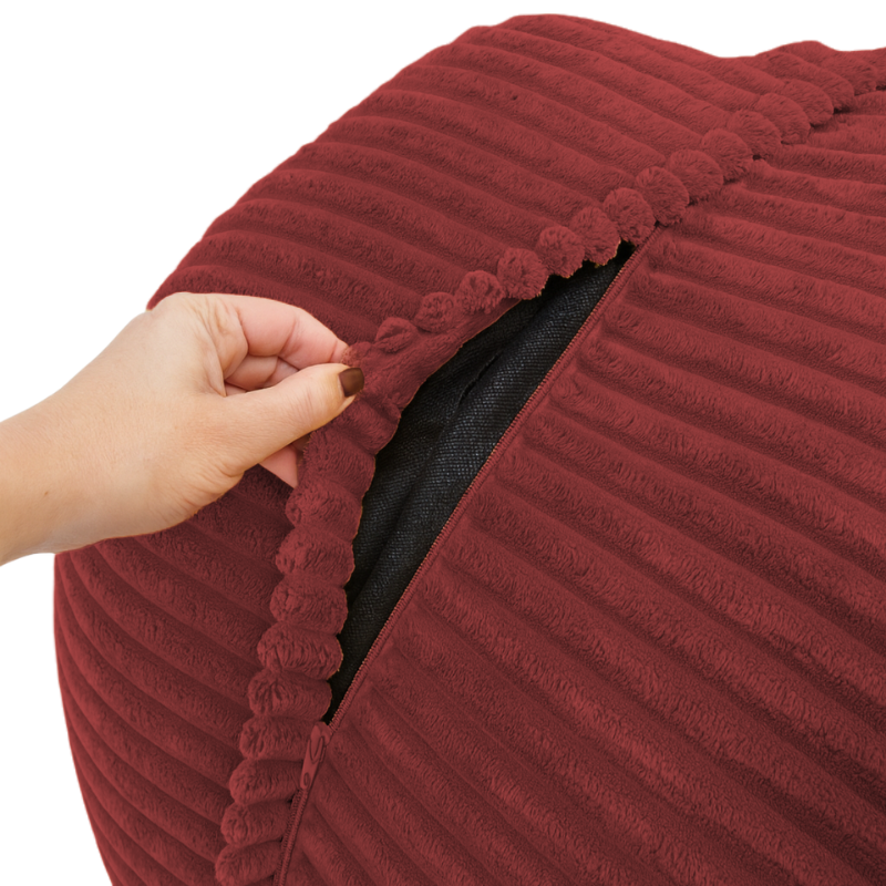 Pouf XXL déhoussable en Velours côtelé 110 x 100 cm