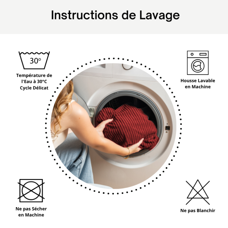 Pouf XXL déhoussable en Velours côtelé 110 x 100 cm