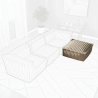 Pouf méridienne pour canapé modulable en fourrure côtelée