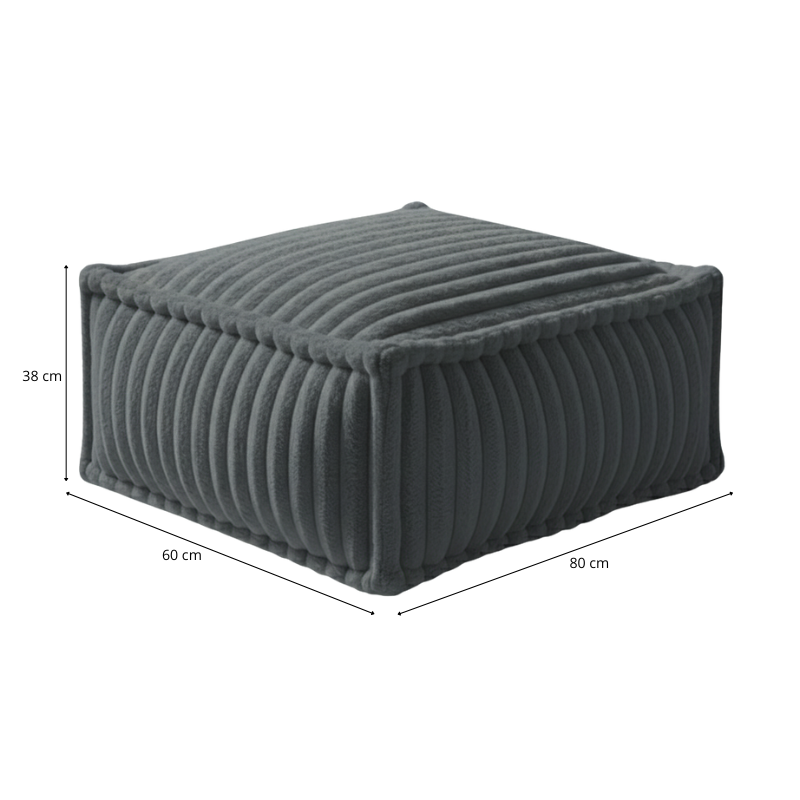 Pouf méridienne pour canapé modulable en fourrure côtelée