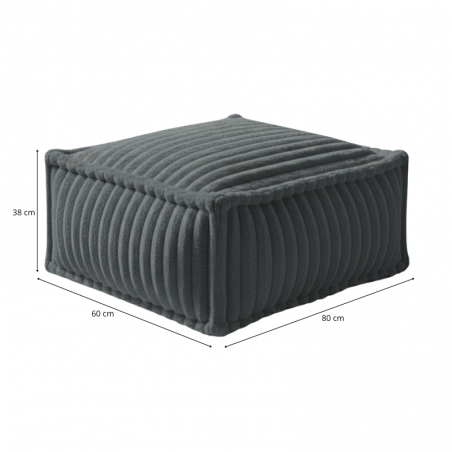 Pouf méridienne pour canapé modulable en fourrure côtelée