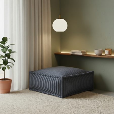 Pouf méridienne pour canapé modulable en fourrure côtelée