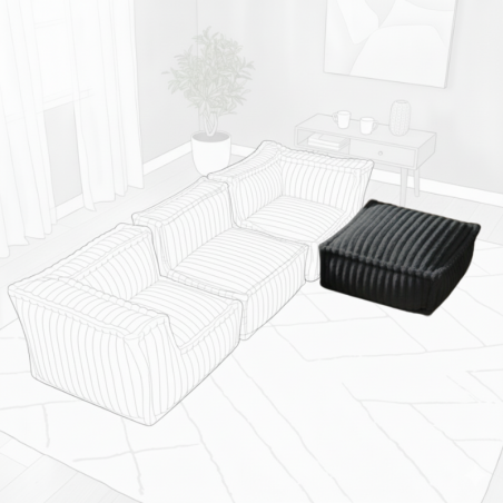Pouf méridienne pour canapé modulable en fourrure côtelée