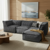Pouf méridienne pour canapé modulable en fourrure côtelée