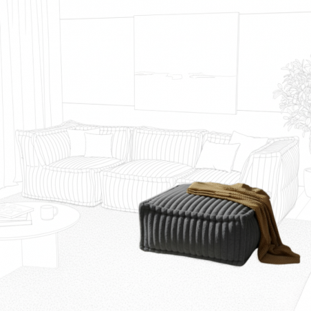 Pouf méridienne pour canapé modulable en fourrure côtelée
