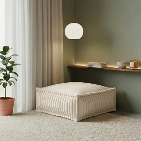 Pouf méridienne pour canapé modulable en fourrure côtelée