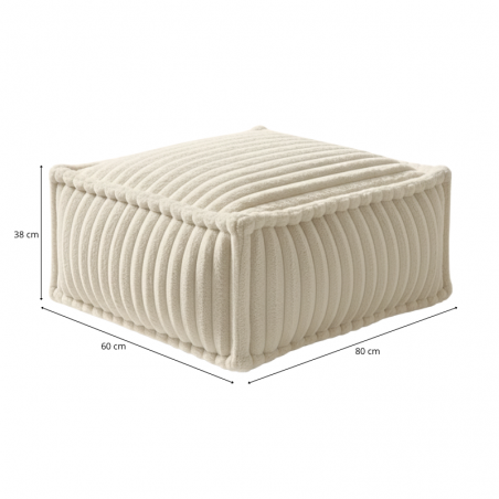 Pouf méridienne pour canapé modulable en fourrure côtelée