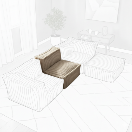 Module central pour canapé modulable en fourrure côtelée 90x82 cm