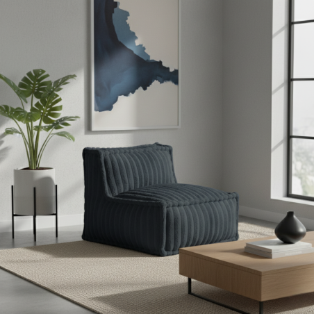 Module central pour canapé modulable en fourrure côtelée 90x82 cm