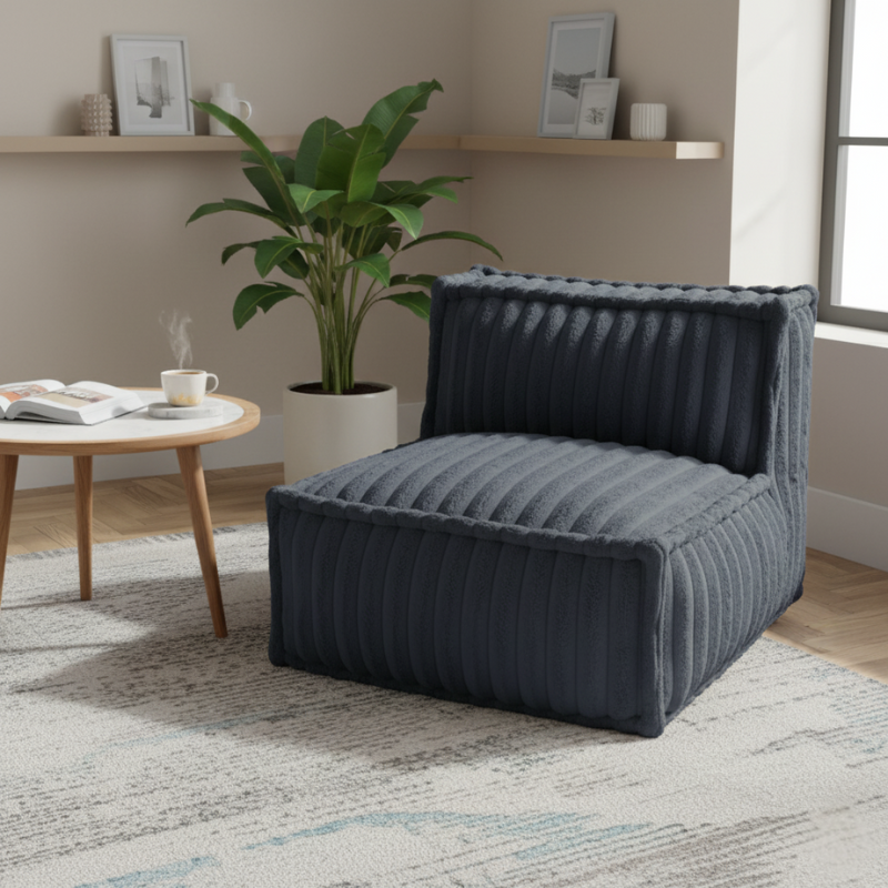 Module central pour canapé modulable en fourrure côtelée 90x82 cm