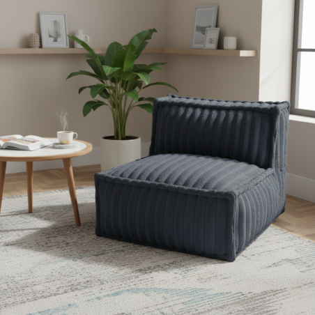 Module central pour canapé modulable en fourrure côtelée 90x82 cm