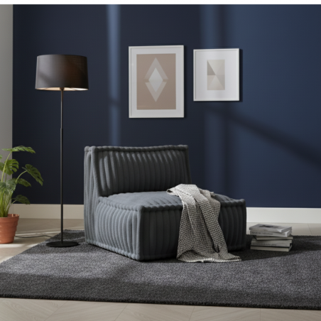 Module central pour canapé modulable en fourrure côtelée 90x82 cm