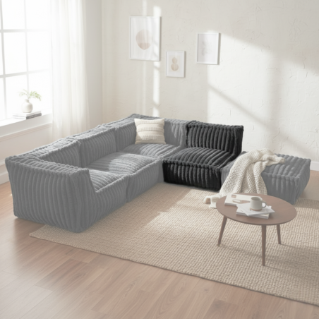 Module central pour canapé modulable en fourrure côtelée 90x82 cm