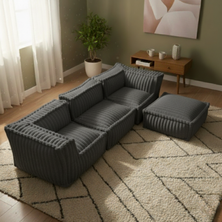 Module central pour canapé modulable en fourrure côtelée 90x82 cm