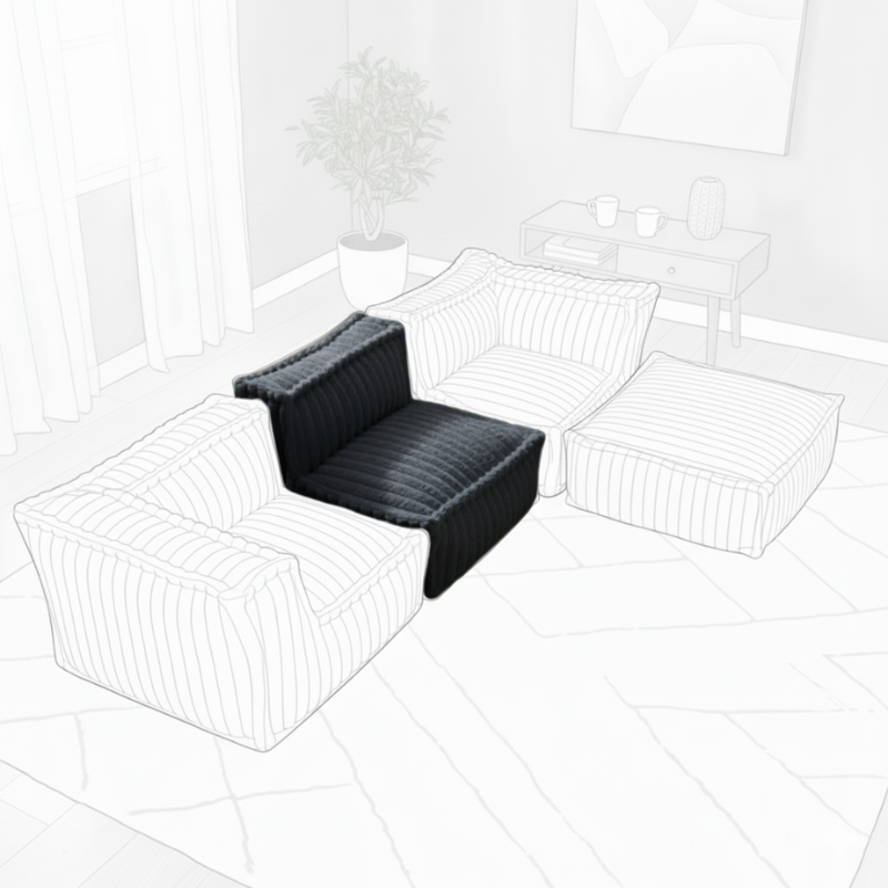 Module central pour canapé modulable en fourrure côtelée 90x82 cm