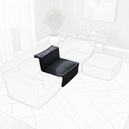 Module central pour canapé modulable en fourrure côtelée 90x82 cm