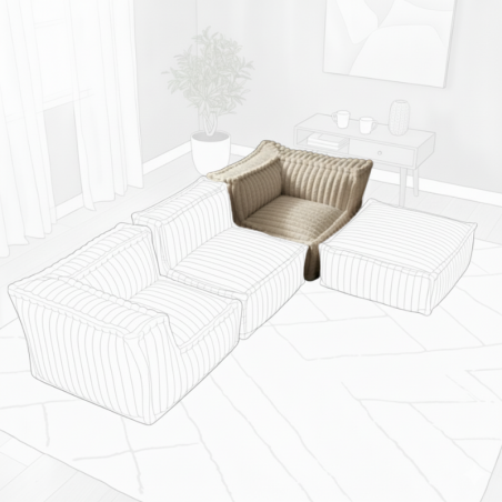 Module d’angle droit pour canapé modulable en fourrure côtelée 90x90 cm