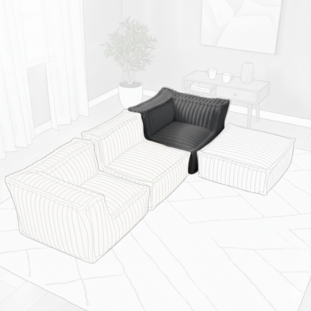 Module d’angle droit pour canapé modulable en fourrure côtelée 90x90 cm
