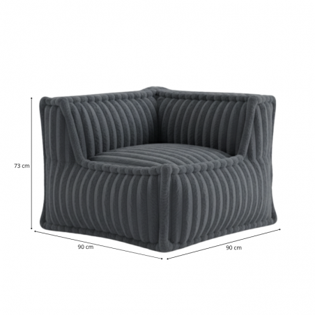 Module d’angle droit pour canapé modulable en fourrure côtelée 90x90 cm