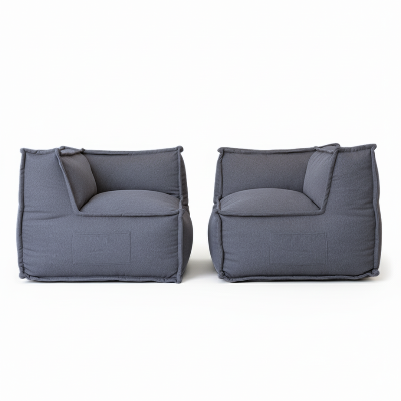 Module d’angle réversible pour canapé modulable en effet lin 90x90 cm
