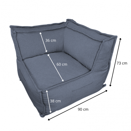 Module d’angle réversible pour canapé modulable en effet lin 90x90 cm