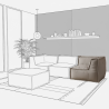 Module d’angle réversible pour canapé modulable en effet lin 90x90 cm