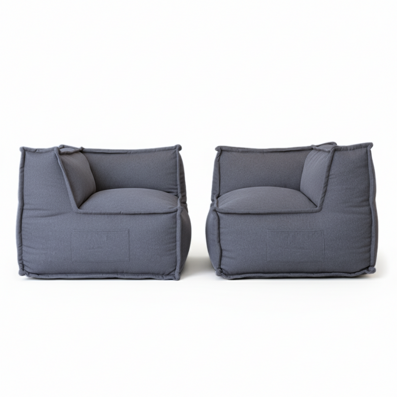 Canapé modulable 2 places en effet lin 90x180 cm