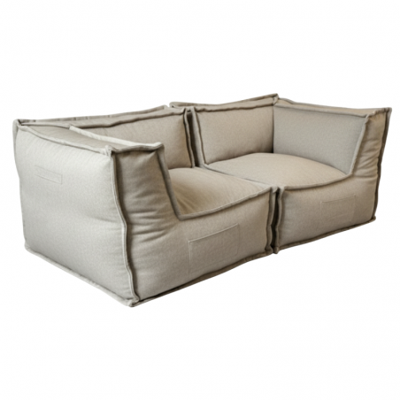 Canapé modulable 2 places en effet lin 90x180 cm